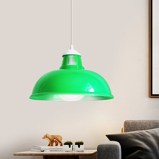Vintage Pendant Light With Acrylic Coin Pattern Shade - 1 Bulb Red/Yellow/Green Restaurant Ceiling