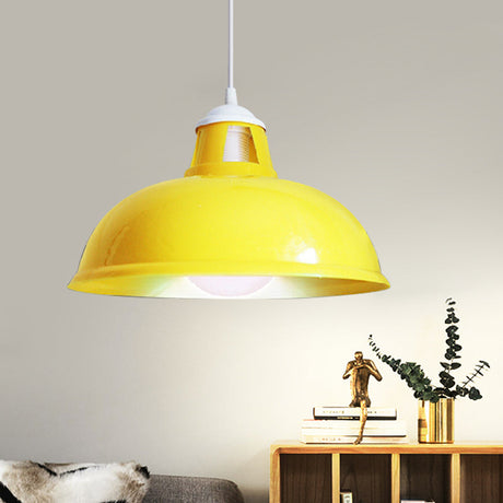 Vintage Pendant Light With Acrylic Coin Pattern Shade - 1 Bulb Red/Yellow/Green Restaurant Ceiling