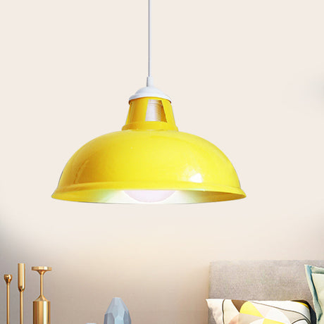 Vintage Pendant Light With Acrylic Coin Pattern Shade - 1 Bulb Red/Yellow/Green Restaurant Ceiling
