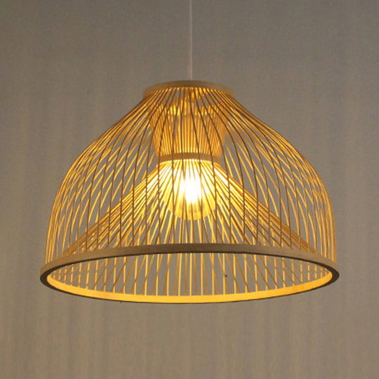 Stylish Asian 1-Light Bamboo Pendant Lamp For Dining Room Ceiling Fixture