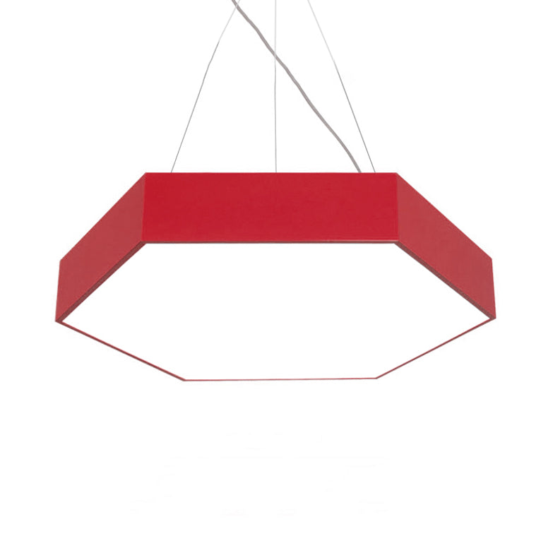Contemporary Led Hexagon Pendant Lamp - Yellow/Silver/Purple 12’/18’/23.5’ Wide Red / 12’