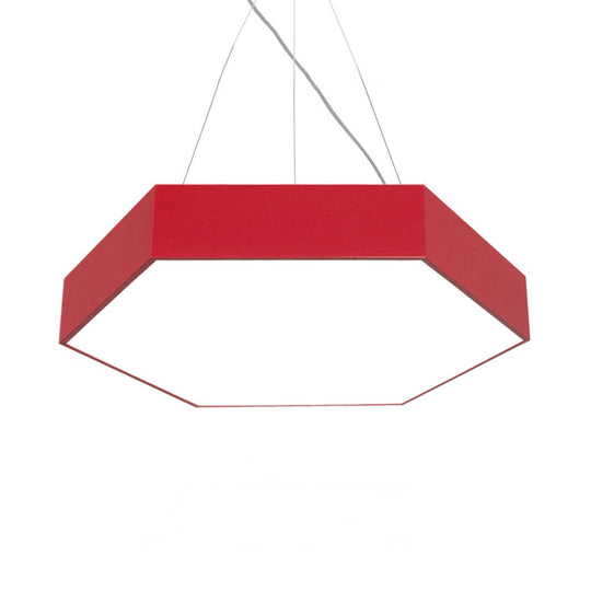 Contemporary Led Hexagon Pendant Lamp - Yellow/Silver/Purple 12’/18’/23.5’ Wide Red / 12’