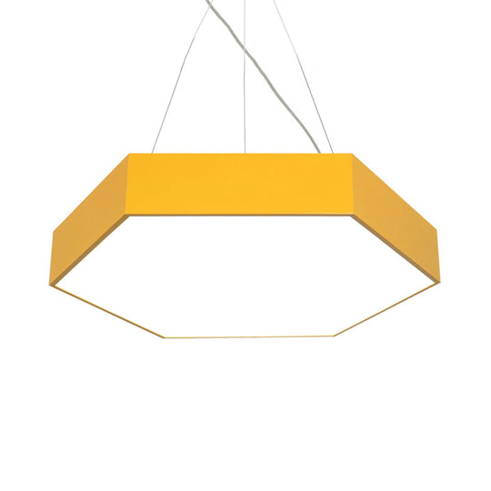 Contemporary Led Hexagon Pendant Lamp - Yellow/Silver/Purple 12’/18’/23.5’ Wide Yellow / 12’