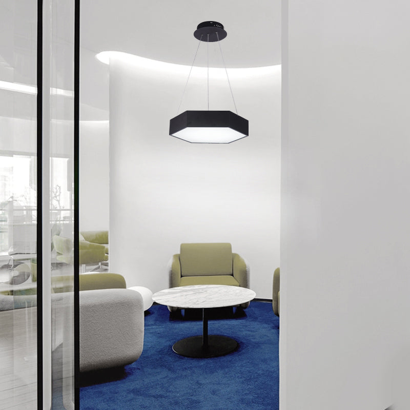 Contemporary Led Hexagon Pendant Lamp - Yellow/Silver/Purple 12’/18’/23.5’ Wide