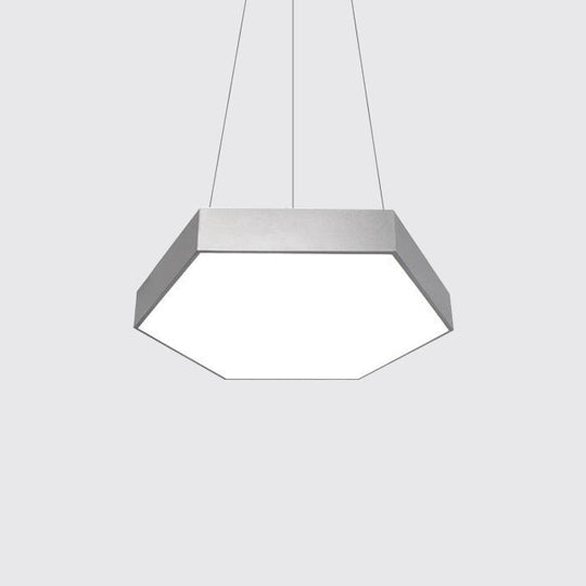Contemporary Led Hexagon Pendant Lamp - Yellow/Silver/Purple 12’/18’/23.5’ Wide Silver / 18’