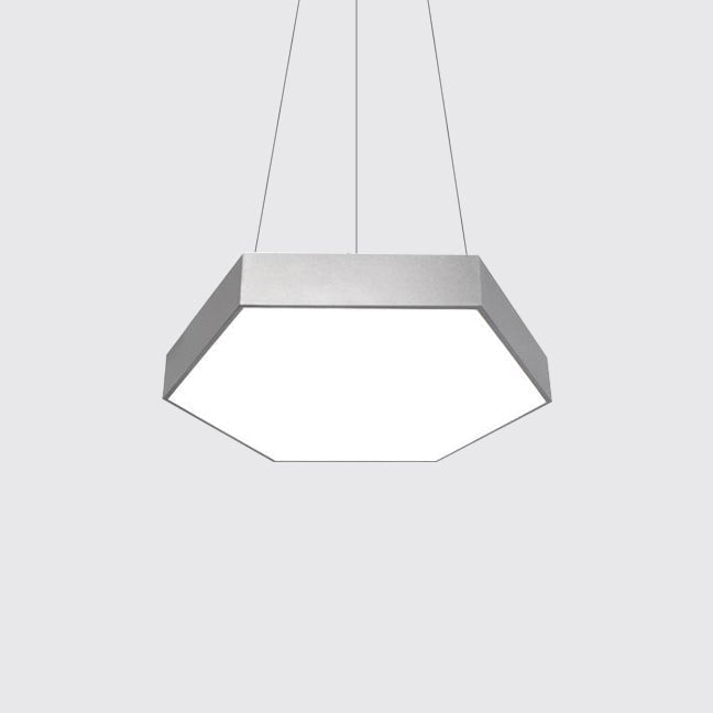Contemporary Hexagon Pendant Lamp With Led Yellow/Silver/Purple Metal Ceiling Light Multiple Sizes