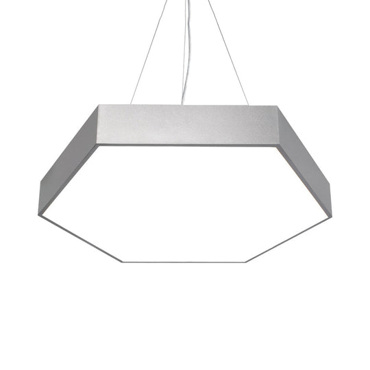Contemporary Hexagon Pendant Lamp With Led Yellow/Silver/Purple Metal Ceiling Light Multiple Sizes