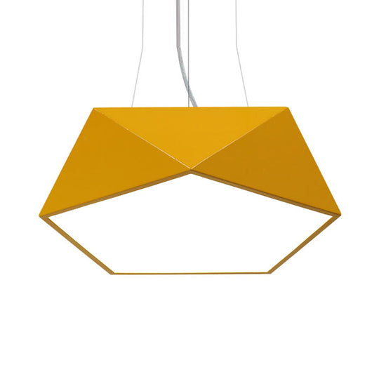 Pentagon Pendant Lighting Metal Ceiling Lamp Fixture With Led And Acrylic Diffuser Yellow / 16.5’
