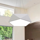 Pentagon Pendant Lighting Metal Ceiling Lamp Fixture With Led And Acrylic Diffuser White / 16.5’