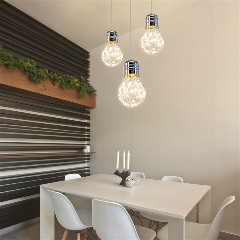 Contemporary Chrome Led Pendant Light With Clear Glass Shade - White/Warm Light’ This Revised