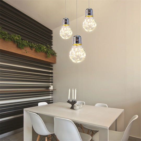 Contemporary Chrome Led Pendant Light With Clear Glass Shade - White/Warm Light’ This Revised