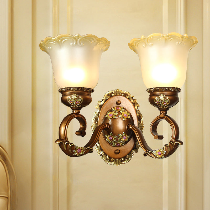 Blossom Shaped Retro-Style Crystal Sconce Wall Light In Brown 2 /