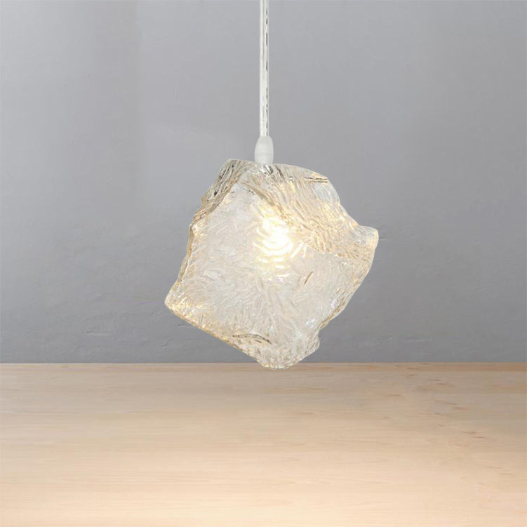 Contemporary Rock Clear Glass Cluster Pendant Light With Led White Lights - 5/6/8 Options