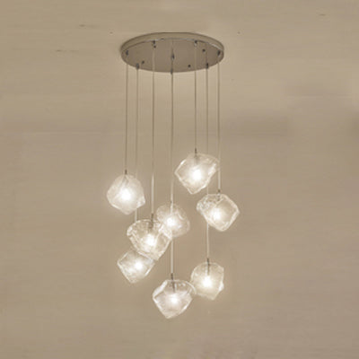 Contemporary Clear Glass Pendant Light With Led Available In 5/6/8 Lights Round/Linear Canopy 8 /
