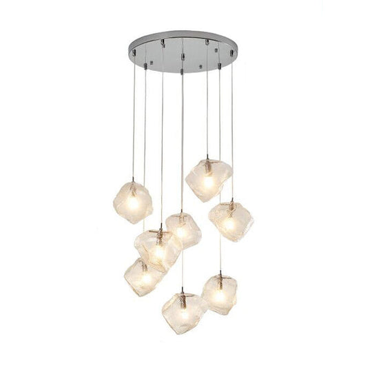Contemporary Clear Glass Pendant Light With Led Available In 5/6/8 Lights Round/Linear Canopy