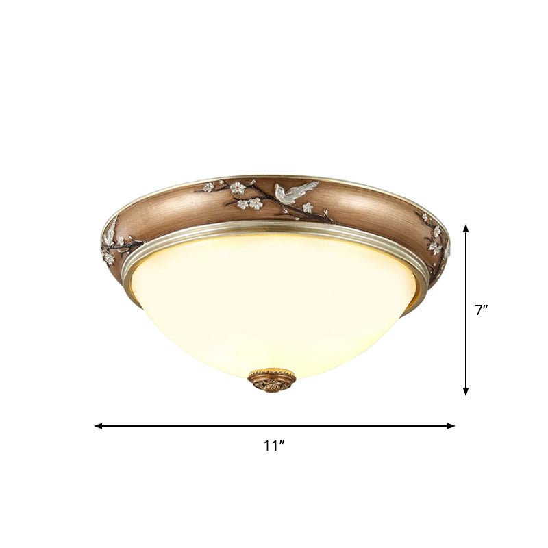 Antiqued Dome Crystal Flush Mount Ceiling Lights - Wide 2/3 - Head Lighting Fixture In Brown