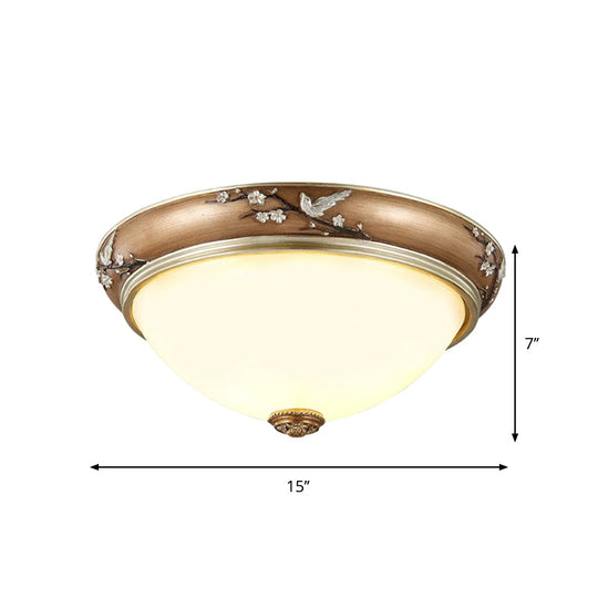 Antiqued Dome Crystal Flush Mount Ceiling Lights - Wide 2/3 - Head Lighting Fixture In Brown