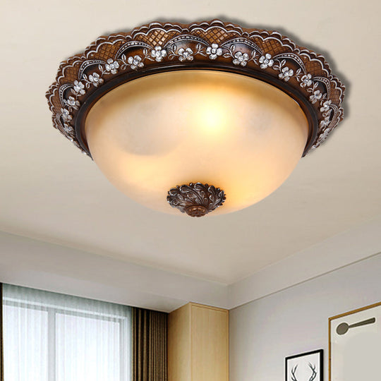 Antiqued Dome Flushmount Ceiling Light - Brown 2/3 Lights / 13’