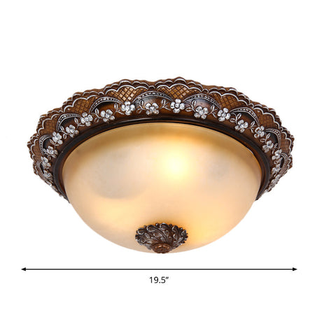 Antiqued Dome Flushmount Ceiling Light - Brown 2/3 Lights