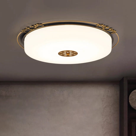 Traditional Glass Column Led Ceiling Light Fixture Black Flush Mount 18’/21.5’ Wide