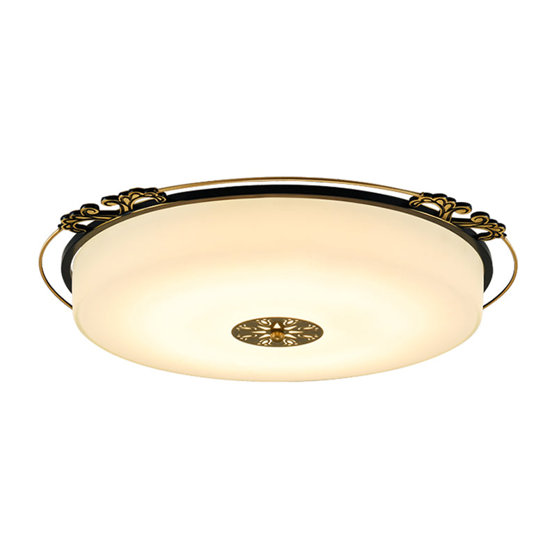 Traditional Glass Column Led Ceiling Light Fixture Black Flush Mount 18’/21.5’ Wide