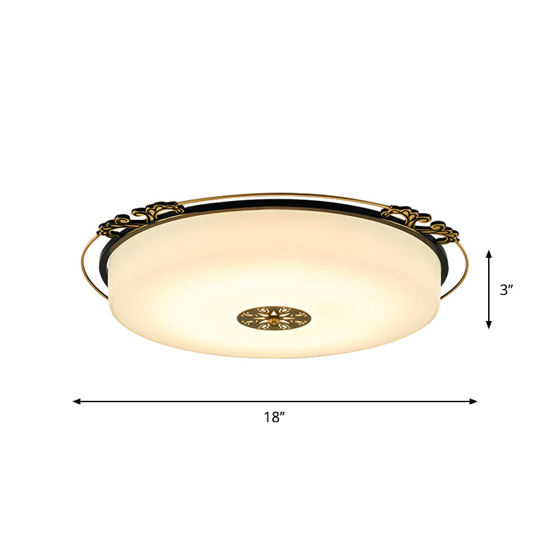 Traditional Glass Column Led Ceiling Light Fixture Black Flush Mount 18/21.5 Wide