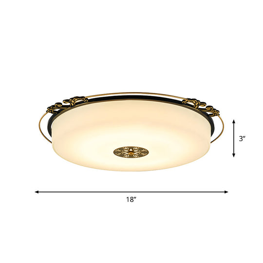 Traditional Glass Column Led Ceiling Light Fixture Black Flush Mount 18/21.5 Wide