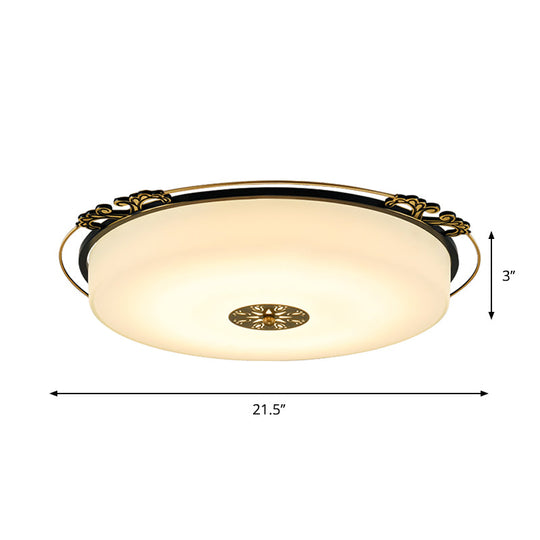 Traditional Glass Column Led Ceiling Light Fixture Black Flush Mount 18’/21.5’ Wide