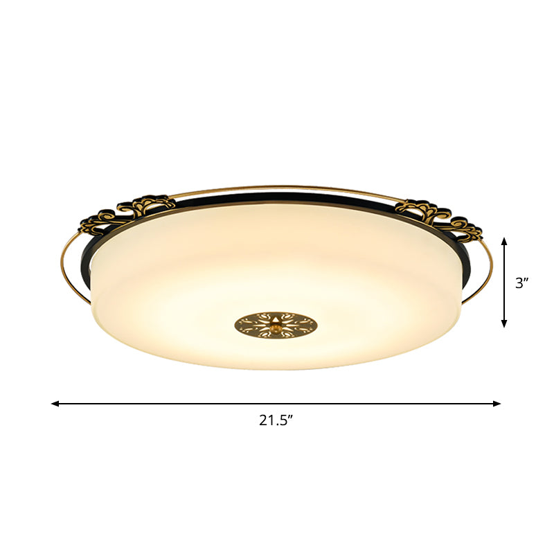 Traditional Glass Column Led Ceiling Light Fixture Black Flush Mount 18/21.5 Wide