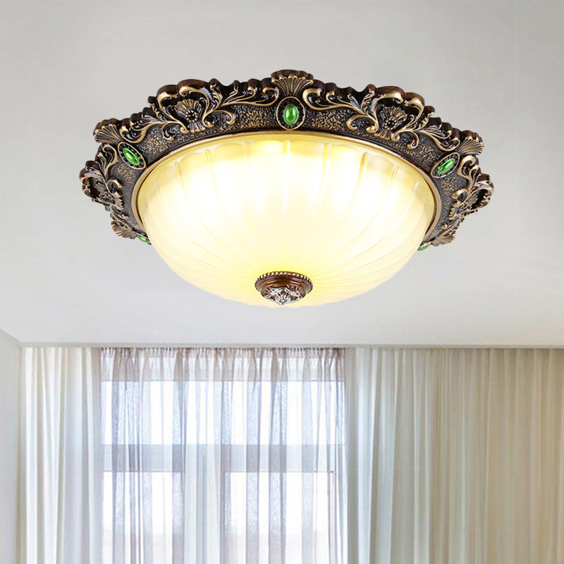 Vintage Flush Mount Light: Dome Shaped Ceiling Lighting 2/3 Bulbs Green/Red 12’/16’/19.5 Green / 12’