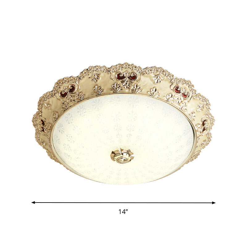 Gold Retro Led Glass Flushmount Ceiling Light Sizes: 14/16/19.5