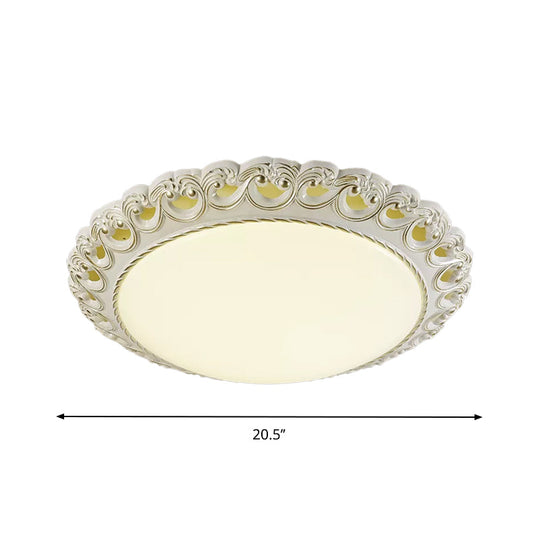 Traditional Style White - Gold Flushmount Led Bedroom Ceiling Light With Opal Glass Fixture