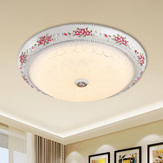 Traditional Style Led Flush Mount Ceiling Light In Cream Glass Available 3 Sizes White-Pink / 12