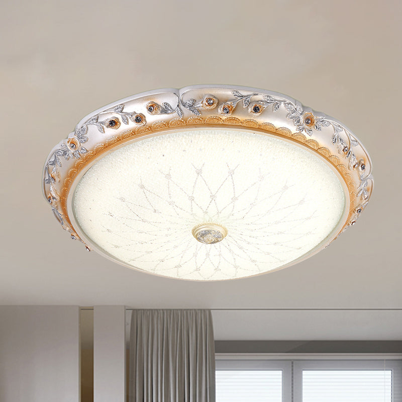 Ivory Glass White Led Flush Mount Lamp Traditional Round Shape 12’/16’/19.5’ Width / 12’