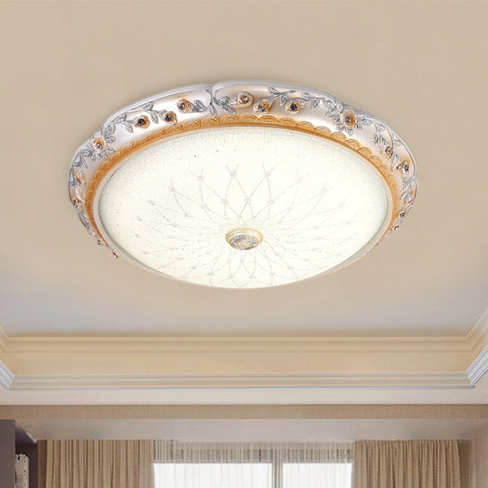 Ivory Glass White Led Flush Mount Lamp Traditional Round Shape 12/16/19.5 Width