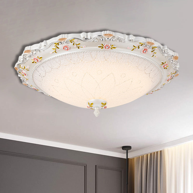 Vintage Style White Opaline Glass Led Flushmount Ceiling Lamp - 14’ 16.5’ 21’ Wide Warm/White Light