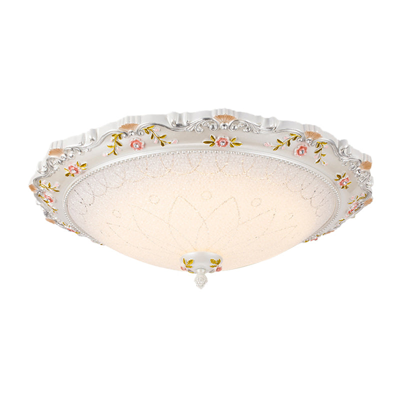 Vintage Style White Opaline Glass Led Flushmount Ceiling Lamp - 14 16.5 21 Wide Warm/White Light