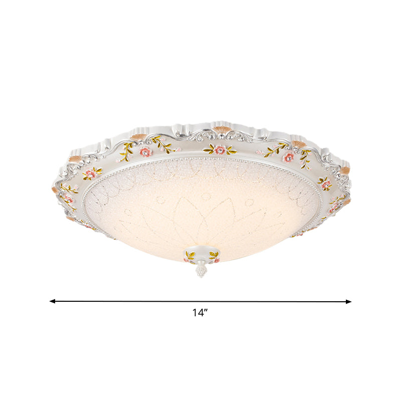 Vintage Style White Opaline Glass Led Flushmount Ceiling Lamp - 14’ 16.5’ 21’ Wide Warm/White Light