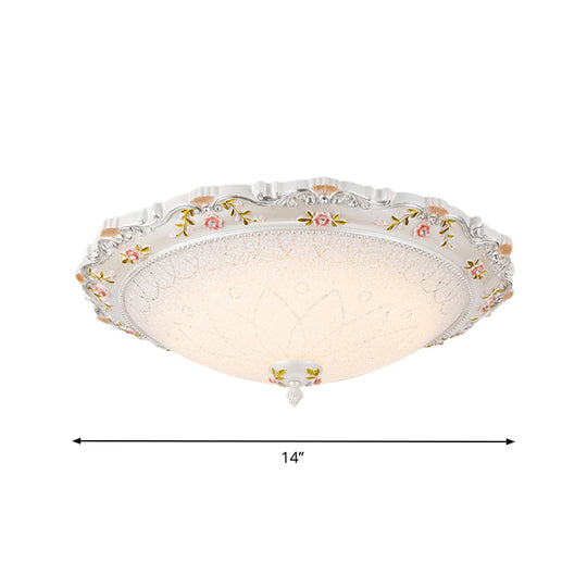 Vintage Style White Opaline Glass Led Flushmount Ceiling Lamp - 14’ 16.5’ 21’ Wide Warm/White Light
