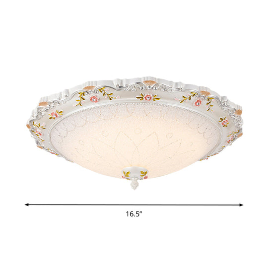 Vintage Style White Opaline Glass Led Flushmount Ceiling Lamp - 14’ 16.5’ 21’ Wide Warm/White Light