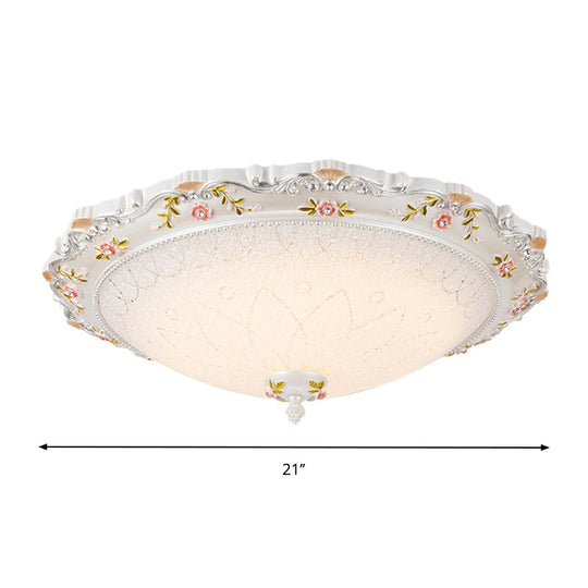 Vintage Style White Opaline Glass Led Flushmount Ceiling Lamp - 14’ 16.5’ 21’ Wide Warm/White Light