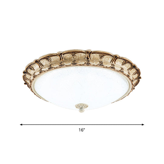 16/19.5 Antique-Style Brown Floral Flushmount Led Ceiling Light In Opal Glass - Warm/White Lighting