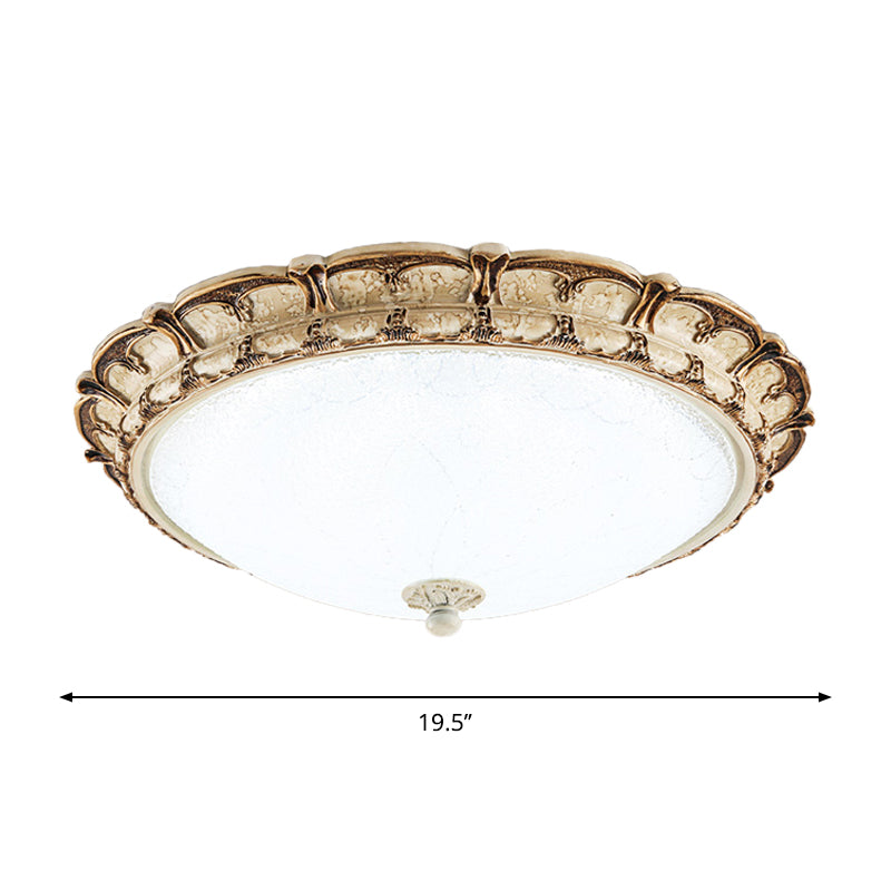 16’/19.5’ Antique - Style Brown Floral Flushmount Led Ceiling Light In Opal Glass - Warm/White