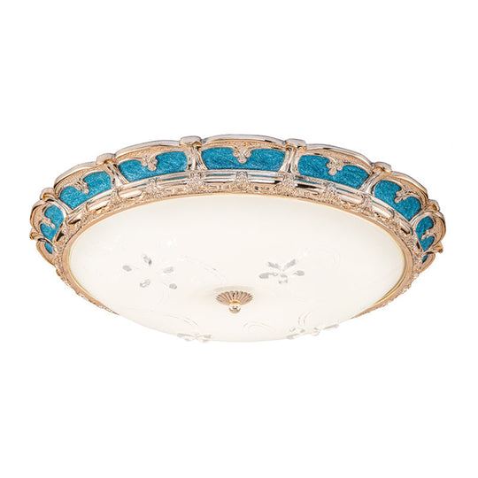 Opal Glass Domed Flush Light Fixture Countryside Led Bedroom Mounted Lamp 13’/16’/19.5’ In