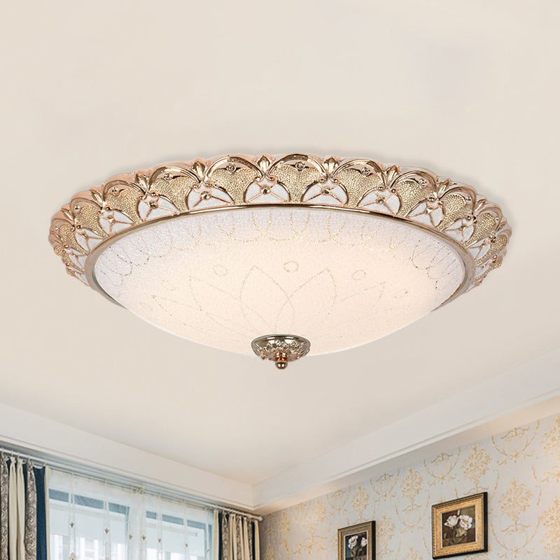 Farmhouse Dome Flush Light Fixture - Cream Glass Led Mount Ceiling Lamp In Gold (14/16/20) / 14 Warm