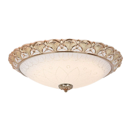 Farmhouse Dome Flush Light Fixture - Cream Glass Led Mount Ceiling Lamp In Gold (14’/16’/20’)
