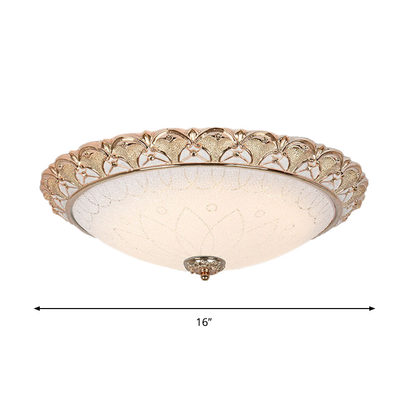 Farmhouse Dome Flush Light Fixture - Cream Glass Led Mount Ceiling Lamp In Gold (14’/16’/20’)