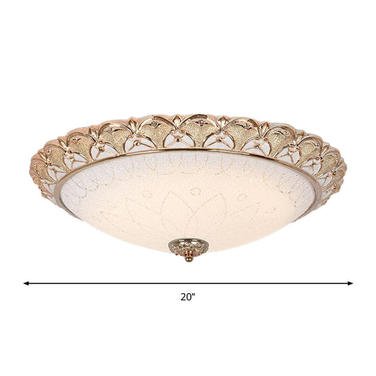 Farmhouse Dome Flush Light Fixture - Cream Glass Led Mount Ceiling Lamp In Gold (14/16/20)