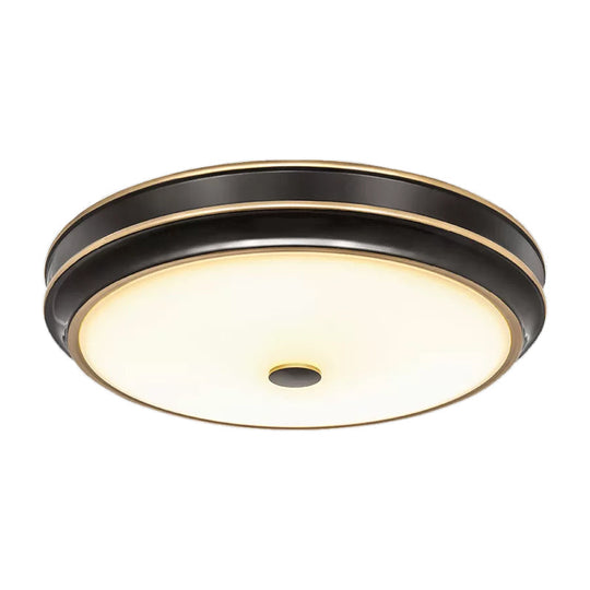 Opal Glass Black Flush Mount Led Ceiling Light - Countryside Style 12’/14’/18.5’ Diameter