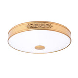 Antiqued Cream Glass Round Flush Mount Led Ceiling Lamp Fixture Gold For Bedroom